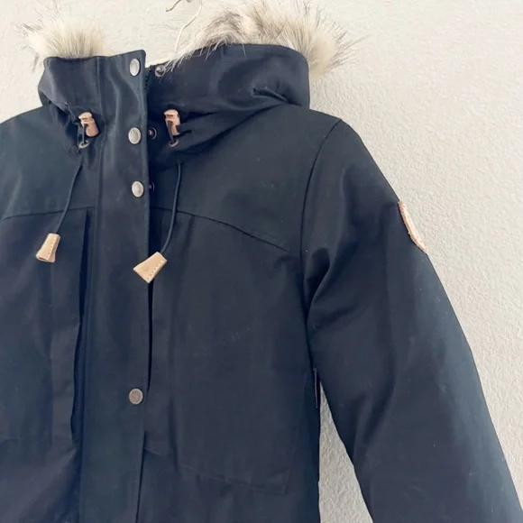 Fjallraven Singi Down Jacket Parka Black Womens XS Outdoor Rugged Gorpcore $640 - Picture 10 of 16